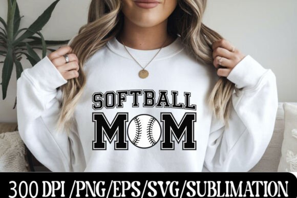 Bold Varsity Style: Softball Mom Typography Design with Base