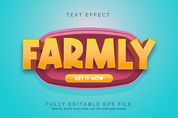 Farmly Game UI Button Text Effect Font