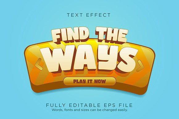 Find the Ways Game UI Button Text Effect