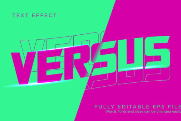 Game Versus Editable Text Effect Font Ty: Dynamic Display Type