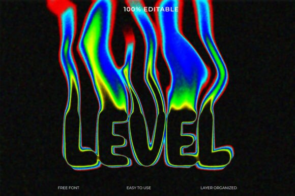 Level 3D Text Effect: Glitch and Liquid Design