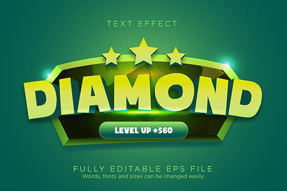 Level Up Diamond Game UI Button Text Font
