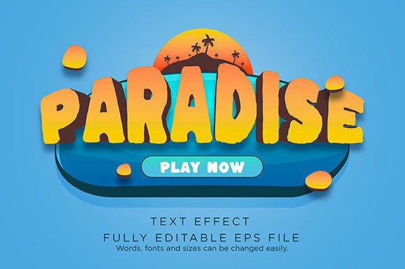 Paradise Game UI Button Text Effect Font