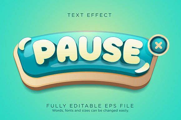 Pause Game UI Button Text Effect Font