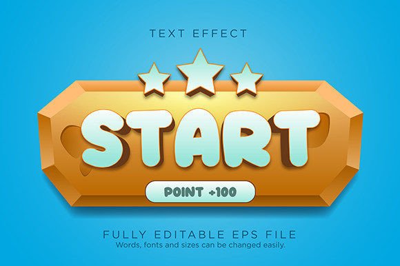 Start Game UI Button Text Effect Font